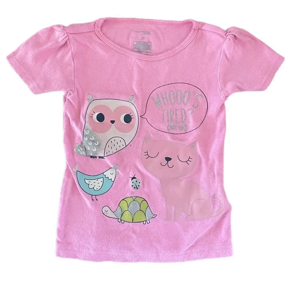 ⭐️5/$25 Carter’s Pink T-Shirt with animals; Girls size 3T